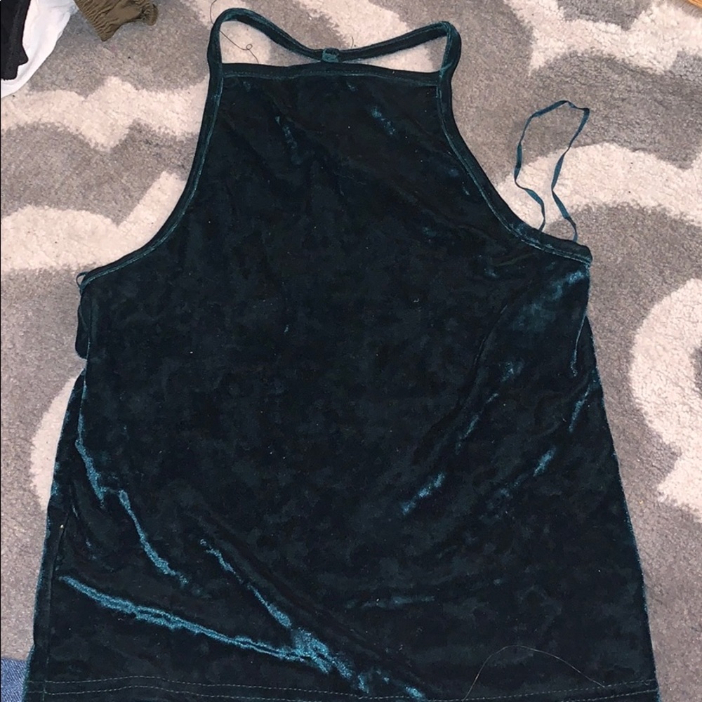 Urban outfitters emerald velvet crop top